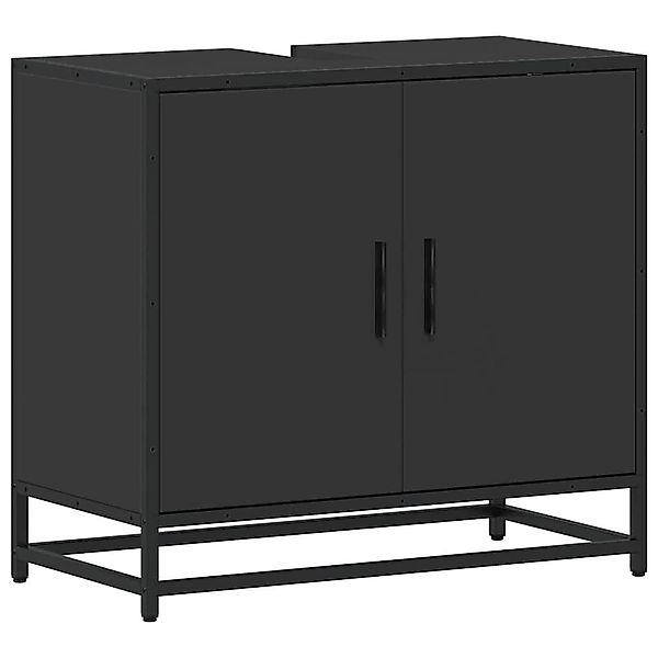 vidaXL Badezimmer-Set Waschbeckenunterschrank Schwarz 65x33x60 cm günstig online kaufen