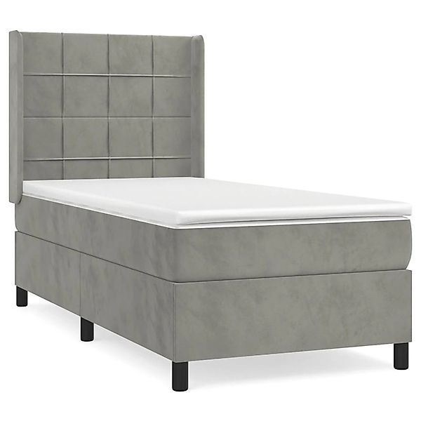 vidaXL Boxspringbett mit Matratze Hellgrau 80x200 cm Samt1357684 günstig online kaufen