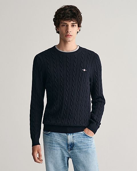 Gant Zopfstrickpullover aus Baumwolle Farbe dunkelblau Größe: 4XL günstig online kaufen