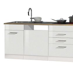 Hochglanz Einbauküche in Weiß Geräte (achtteilig) günstig online kaufen