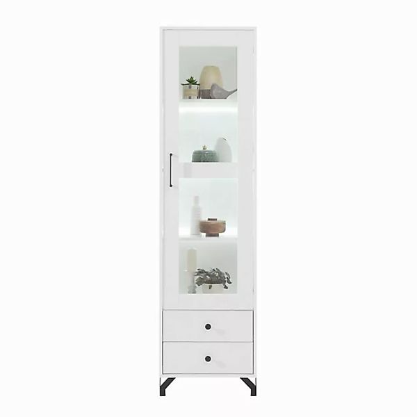 Lomadox Vitrine BEND-133 Vitrinenschrank Standvitrine modern weiß 50x190x40 günstig online kaufen