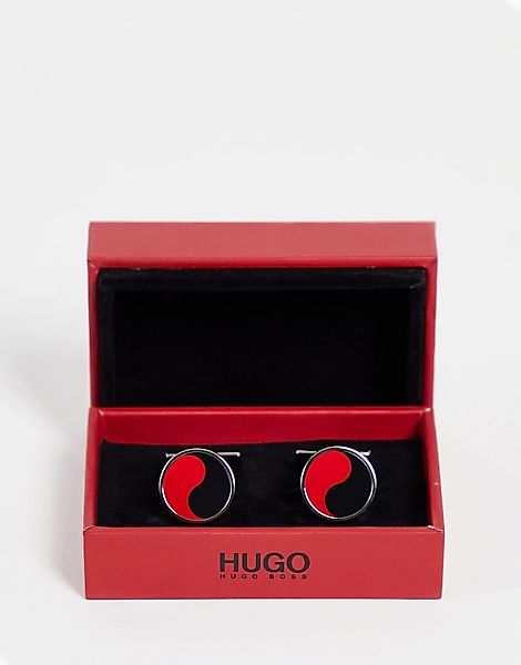 HUGO – Manschettenknöpfe mit Yin- und Yang-Design-Schwarz günstig online kaufen