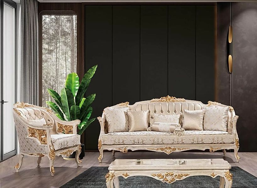 JVmoebel Sofa Luxus Chesterfield Sofagarnitur 3+1 Sitzer Klassische Barock günstig online kaufen