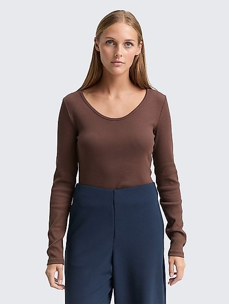 TOM TAILOR Denim Langarmshirt T-Shirt Slim Fit Langarmshirt mit Rippstruktu günstig online kaufen