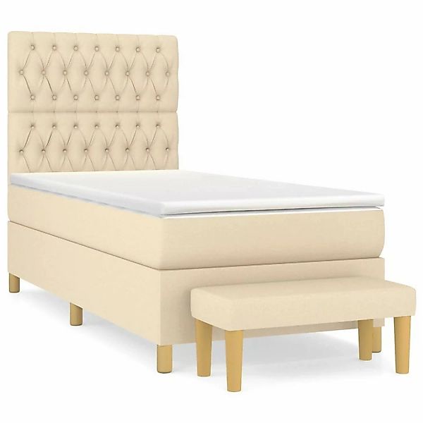 vidaXL Boxspringbett mit Matratze Creme 90x200 cm Stoff1358513 günstig online kaufen