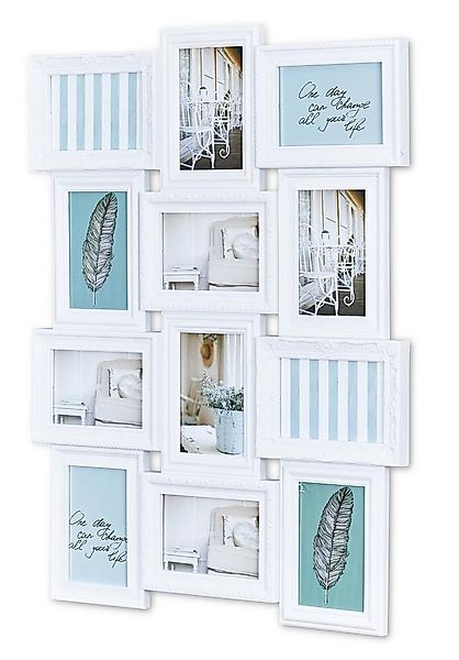 Levandeo® Bilderrahmen Collage, Bilderrahmen weiß 12 Bilder Barock antik Fo günstig online kaufen