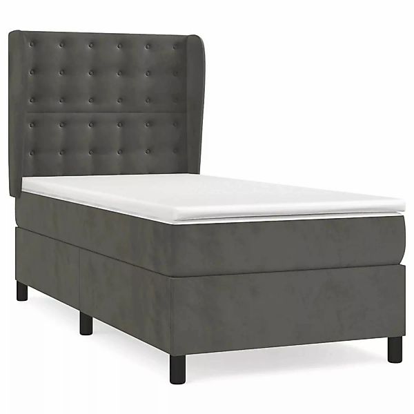 vidaXL Boxspringbett mit Matratze Dunkelgrau 90x190 cm Samt1395508 günstig online kaufen