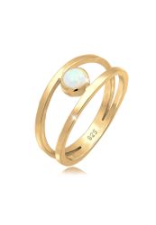 Elli Fingerring Bandring Zweireihig Synthetischer Opal günstig online kaufen