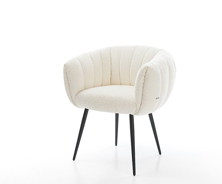 Esszimmerstuhl Jada-Flex Bouclé Weiß 4-Fuß konisch Schwarz Taschenfederkern günstig online kaufen