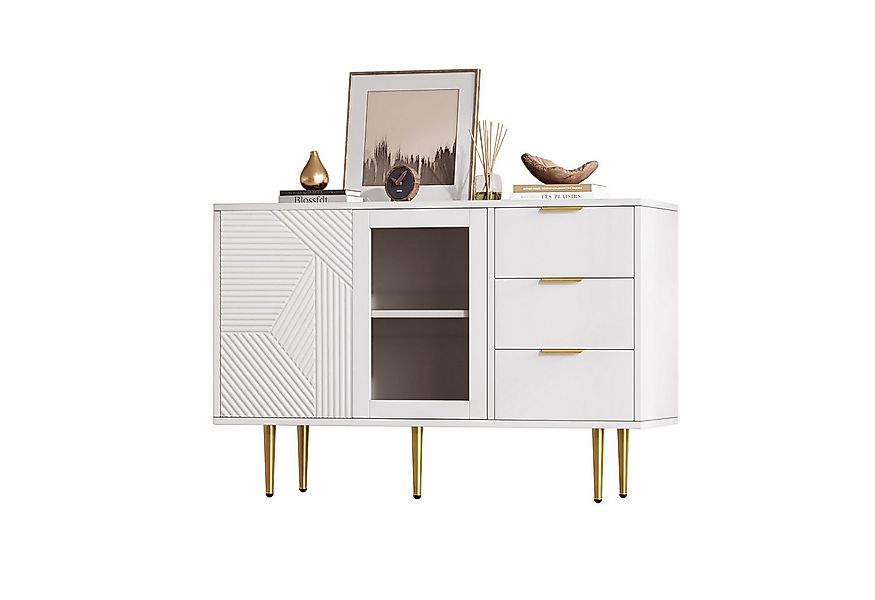 Merax Sideboard, mit Schubladen und Glastür, Kommode, Anrichte, Wohnzimmers günstig online kaufen