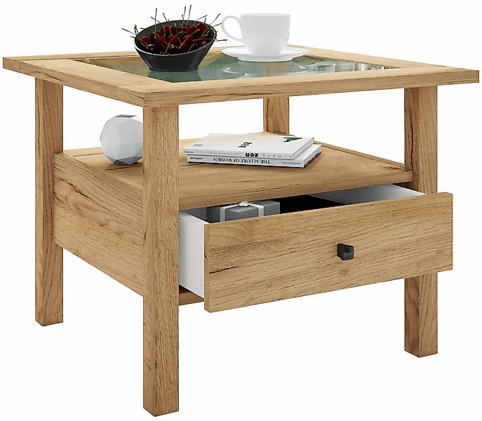 VCM Couchtisch "VCM Holz Beistelltisch mit ESG-Sicherheitsglas  Couchtisch günstig online kaufen