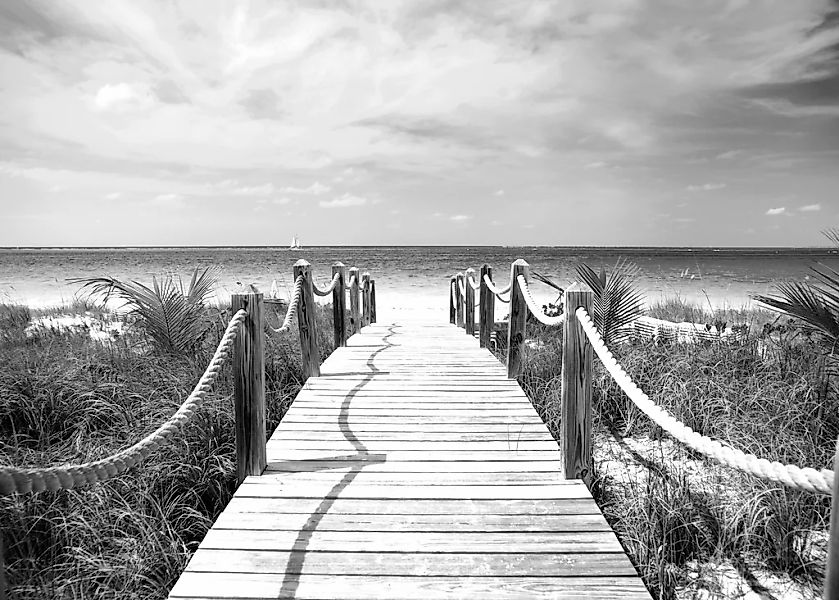 Papermoon Fototapete "Strand Schwarz & Weiß" günstig online kaufen