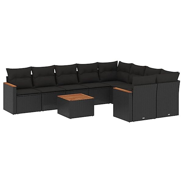 vidaXL 10-tlg Garten-Sofagarnitur mit Kissen Schwarz Poly Rattan Modell 106 günstig online kaufen