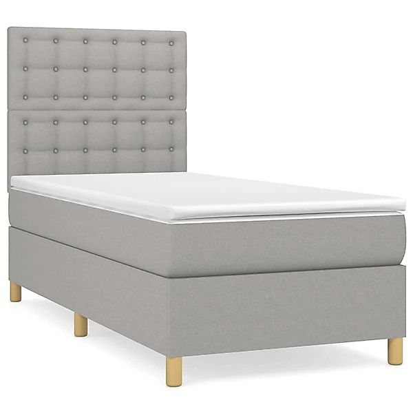 Vidaxl Boxspringbett Mit Matratze Hellgrau 100x200 Cm Stoff günstig online kaufen