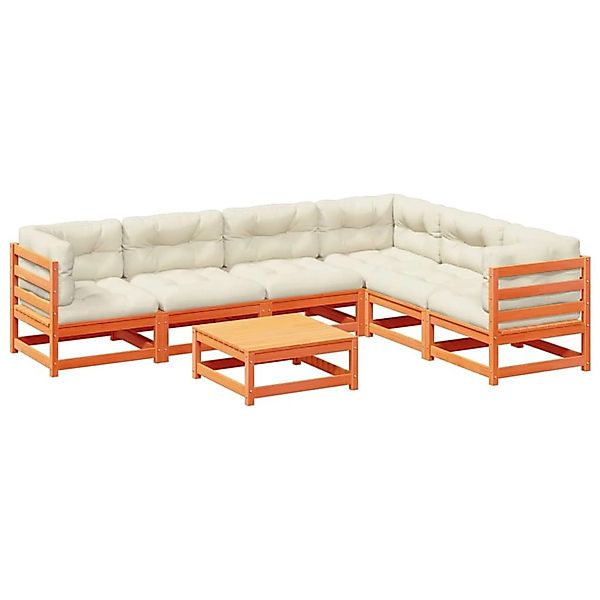 vidaXL 7-Tlg Garten-Sofagarnitur mit Kissen Wachsbraun Kiefernholz 3299468 günstig online kaufen