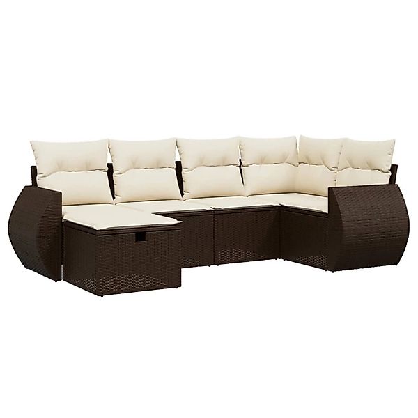 vidaXL 6-Tlg Garten-Sofagarnitur mit Kissen Braun Poly Rattan 3264109 günstig online kaufen