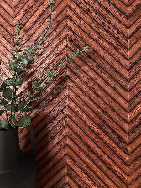 Newroom Vliestapete, Rot Tapete Modern Holz günstig online kaufen