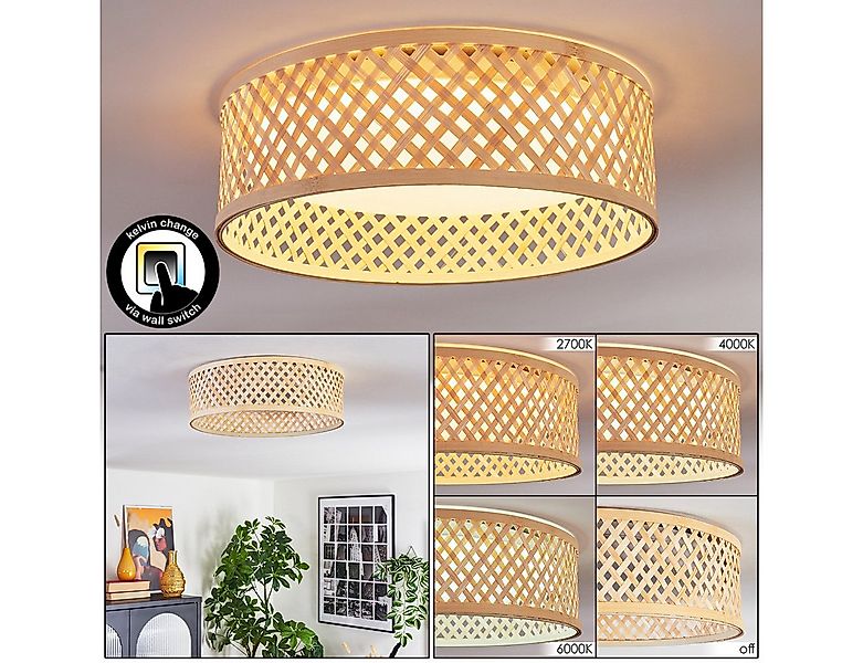 hofstein Deckenleuchte Deckenlampe aus Metall/Bambus/Kunststoff in Naturfar günstig online kaufen