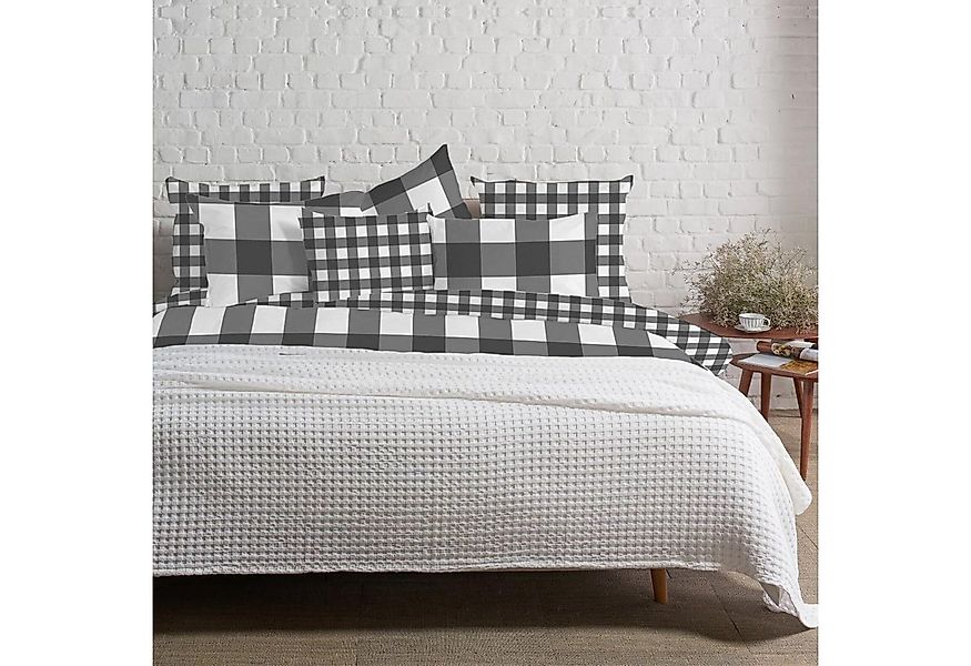 TRAUMSCHLAF Bettwäsche Karos, Flanell, 3 teilig, melierte flauschig weiche günstig online kaufen