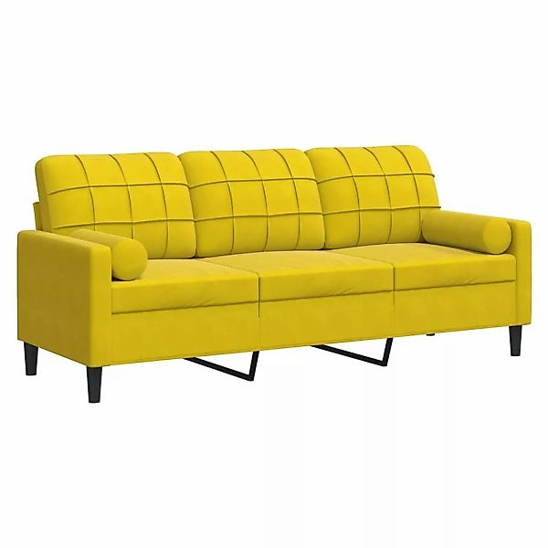 vidaXL 3-Sitzer-Sofa mit Zierkissen Gelb 180 cm Samt 2158427 günstig online kaufen