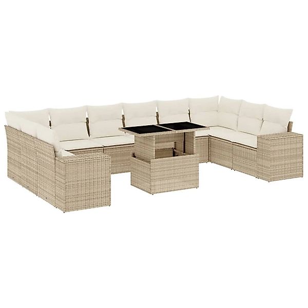 vidaXL 11-tlg Garten-Sofagarnitur mit Kissen Beige Poly Rattan Modell 169 günstig online kaufen
