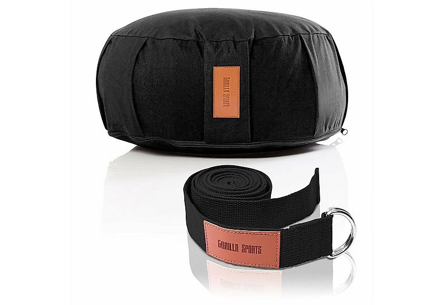 GORILLA SPORTS Bodenkissen Yogakissen mit Yogagurt Set - 100% Baumwolle, Ru günstig online kaufen