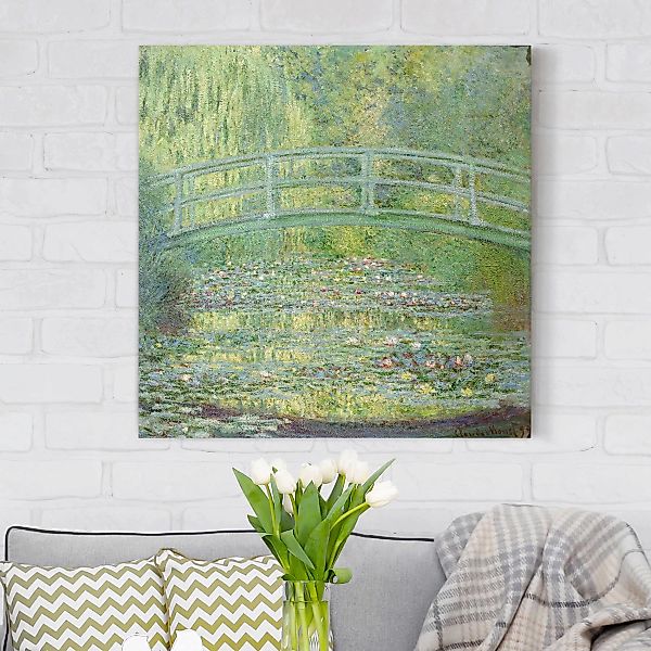 Leinwandbild Kunstdruck - Quadrat Claude Monet - Japanische Brücke günstig online kaufen