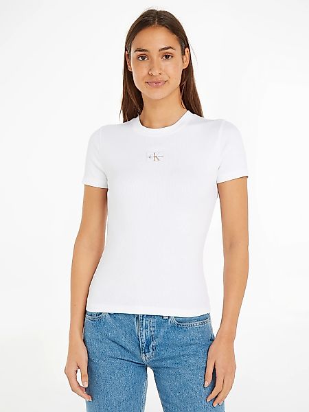 Calvin Klein Jeans T-Shirt "WOVEN LABEL RIB BABY TEE", mit Logopatch günstig online kaufen