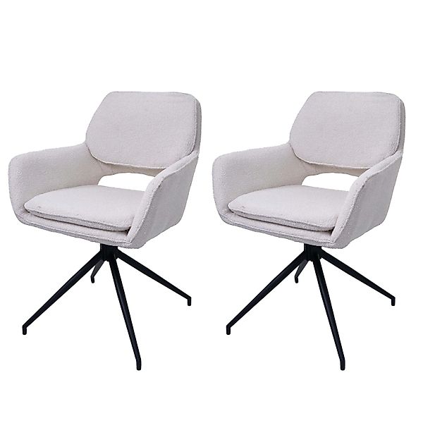 MCW Esszimmerstuhl N74 2er-Set Stoff Boucle 540g/m² Creme günstig online kaufen