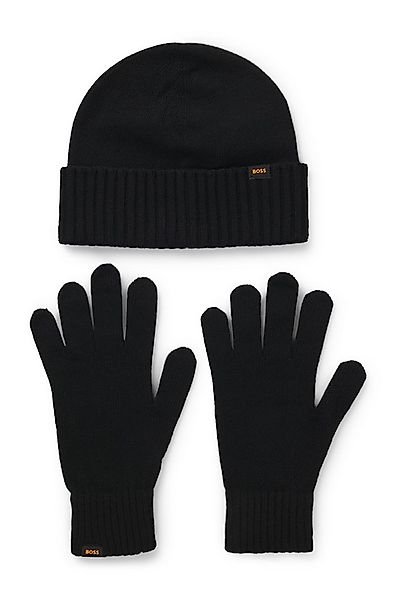 BOSS ORANGE Strickhandschuhe Kalipso (Set, 2-St) und Mütze, mit Kaschmir-An günstig online kaufen