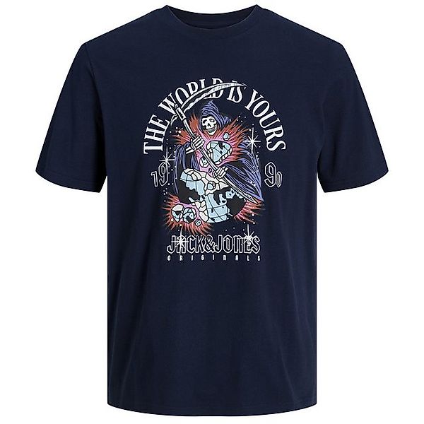 Jack & Jones Rundhalsshirt Große Größen Herren T-Shirt navy Totenkopfprint günstig online kaufen