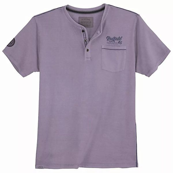 redfield Rundhalsshirt Große Größen Herren Henley T-Shirt lavendel modisch günstig online kaufen