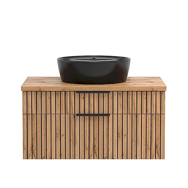 Held Möbel Waschtisch Manchester Aufsatzbecken Schwarz 55 x 80 x 47 cm Eich günstig online kaufen