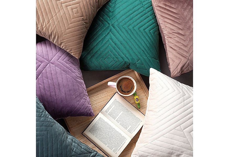 Eurofirany Kissenbezüge Exklusive Kissenhülle SOFIA, Samtoptik, gesteppt, 4 günstig online kaufen