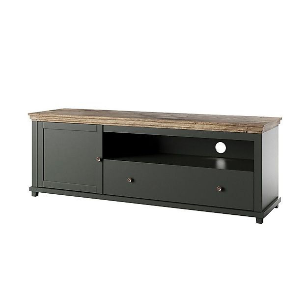 Lomadox Lowboard EPSOM-83, Landhaus Design in grün mit Lefkas Eiche Nb., B/ günstig online kaufen