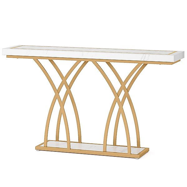 Tribesigns Konsolentisch 140 cm Gold Konsolentisch, günstig online kaufen