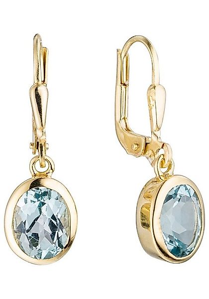 JOBO Paar Ohrhänger, oval 333 Gold mit Blautopas günstig online kaufen