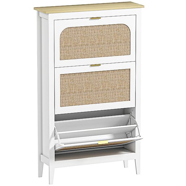 HOMCOM Schuhschrank für 21 Paar Schuhe, schmaler bohème Schuhschrank mit 3 günstig online kaufen