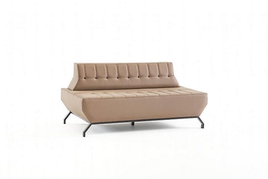 JVmoebel 2-Sitzer Sofa Art Deco Ledersofa 2-Sitzer Beige Knöpfe Leder Edels günstig online kaufen