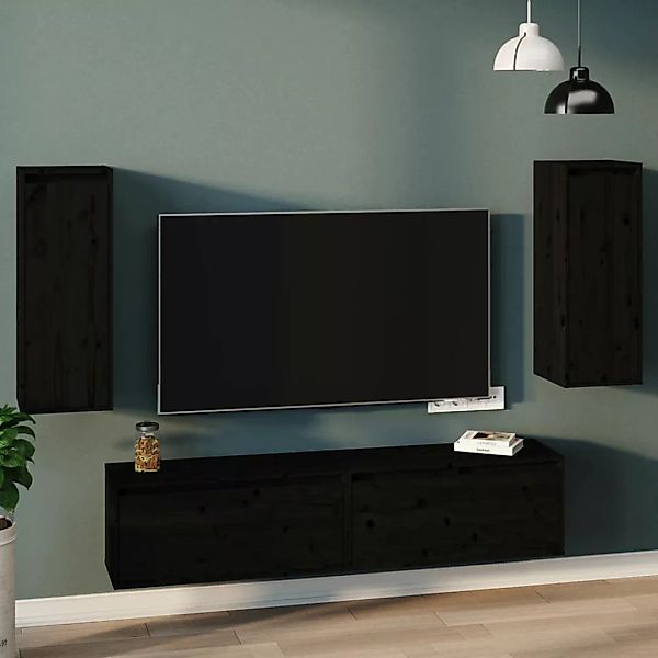 Vidaxl Wandschränke 2 Stk. Schwarz 30x30x80 Cm Massivholz Kiefer günstig online kaufen