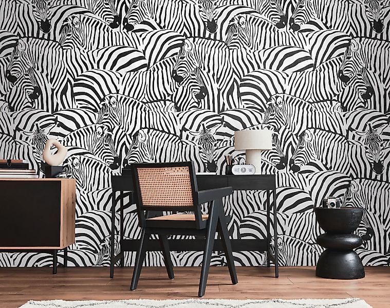 living walls Fototapete "THE WALL III Zebra Tapete Motivtapete Tiere Tiere" günstig online kaufen