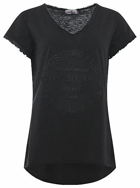 Zwillingsherz T-Shirt ""Positive Mind"" V-Ausschnitt, Kurzarm, Used-Look, B günstig online kaufen