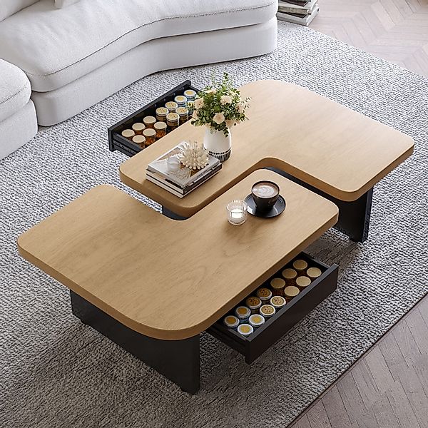 STILVORA Couchtisch 2-in-1 LED-Wohnzimmertisch verstellbare Beistelltisch günstig online kaufen