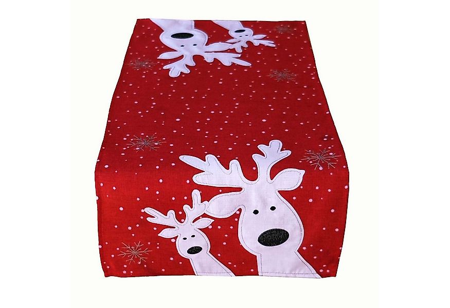 texpot Tischdecke Tischläufer Stickerei lustiger Elch Winter Weihnachten De günstig online kaufen