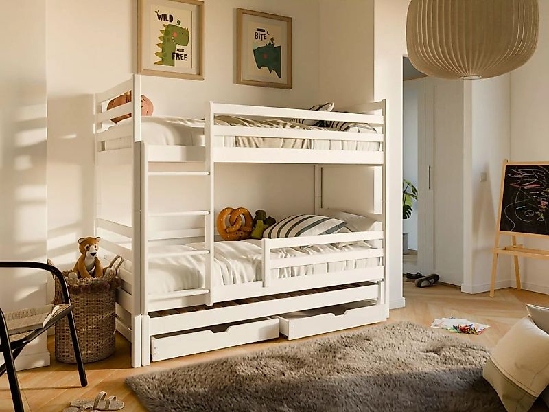 Deine Möbel 24 Etagenbett Hochbett mit Ausziehbett LEON für 3 Kinder 90x200 günstig online kaufen