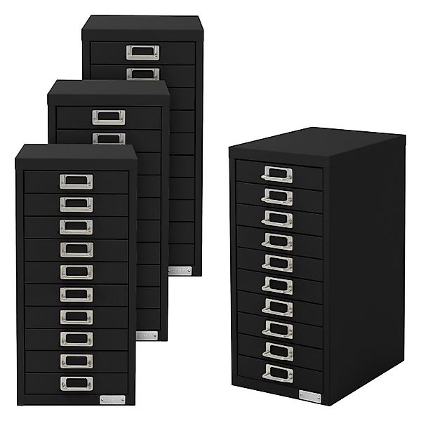 ML-Design 4Er Set Aktenschrank mit 10 Schubladen 28x38x60cm Schwarz günstig online kaufen