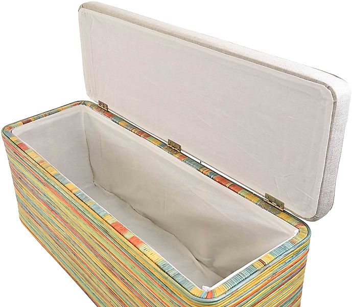 Krines Home Sitztruhe Breiter Rattan Wäschekorb 115cm mit Deckel Wäschetruh günstig online kaufen