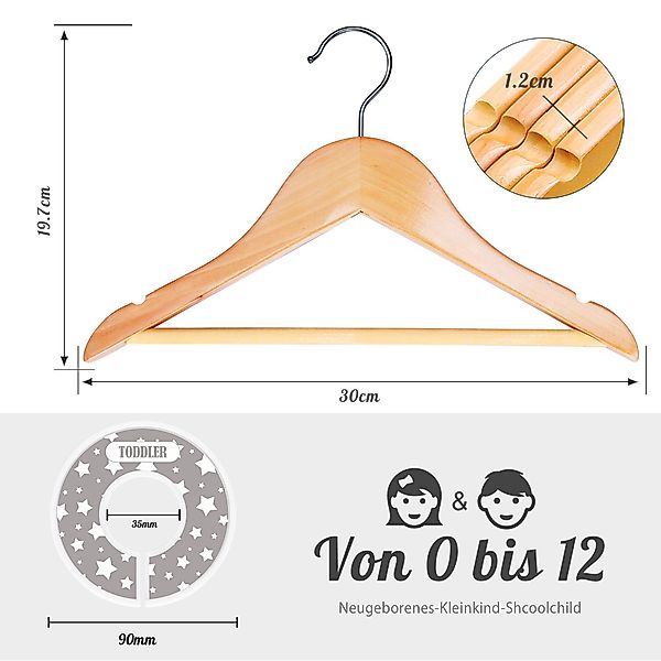 ElitVita Kleiderbügel Baby Holz Kinderkleiderbügel, mit günstig online kaufen