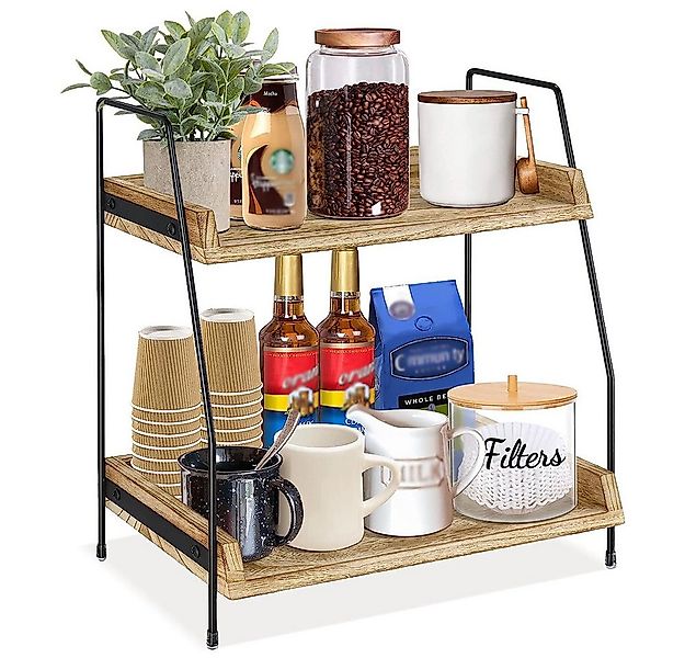 NUODWELL Gewürzregal 2 Etage Vertikales Gewürzregal aus Holz, Aufbewahrungs günstig online kaufen