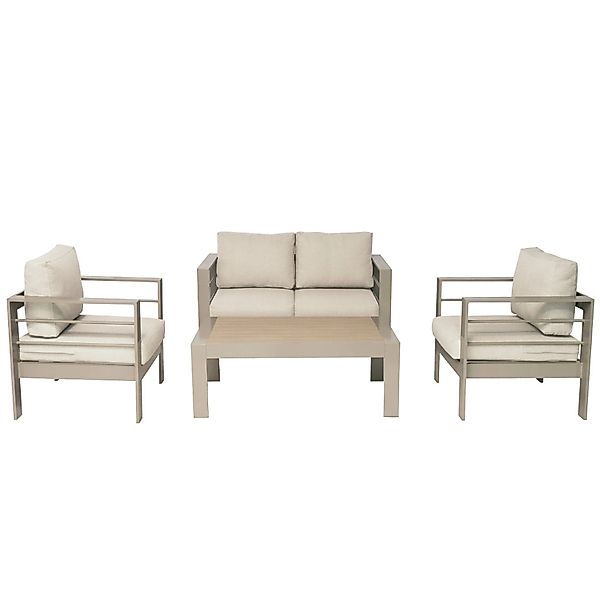 MeXo Gartenmöbel Set aus Aluminium Loungeset für 4 Personen Beige günstig online kaufen